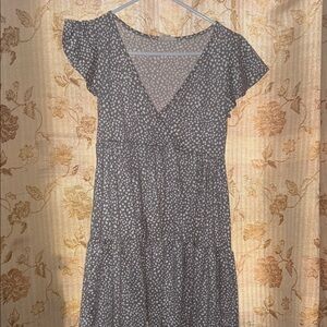 Jessica Simpson Charcoal Polka Dot Midi Dress